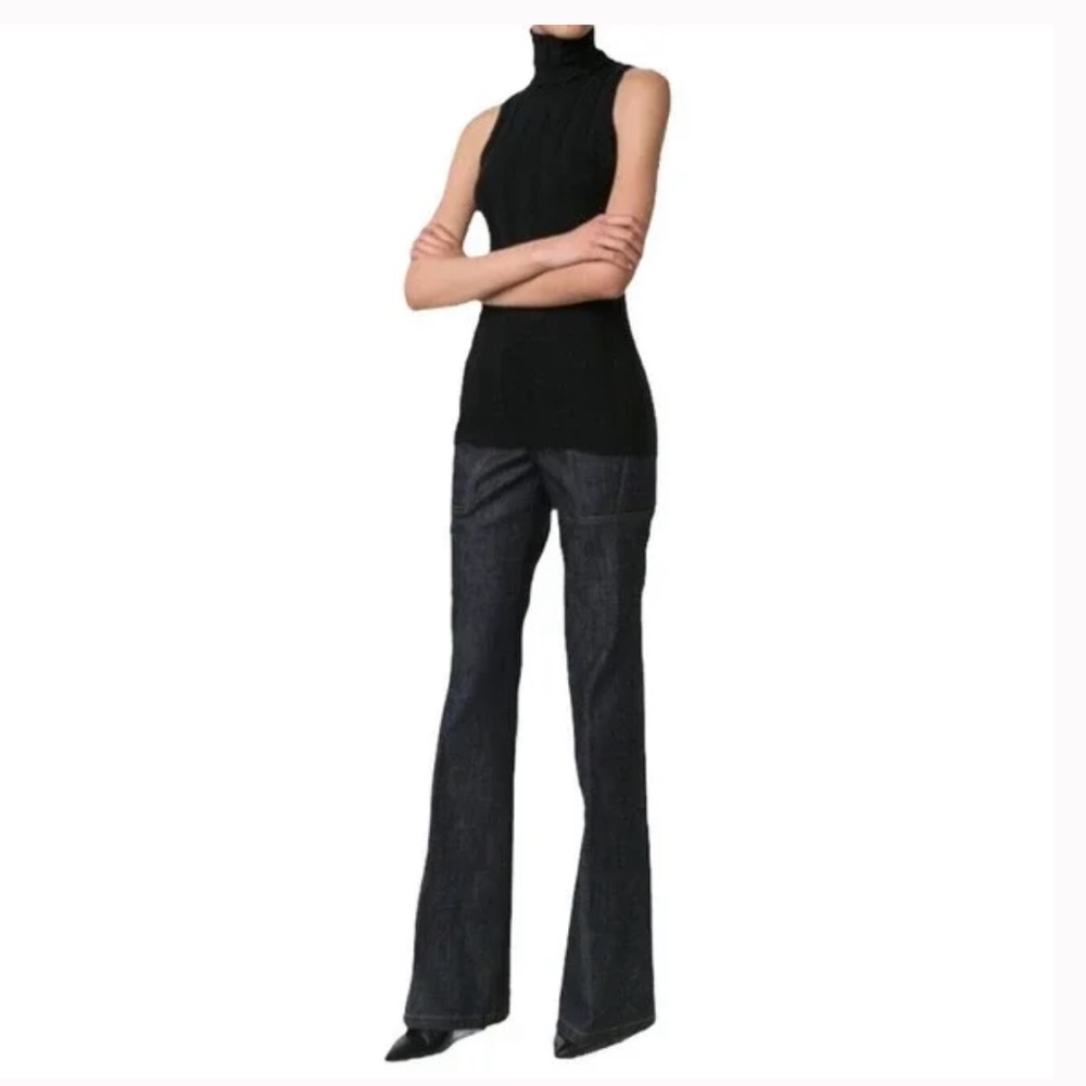DEREK LAM CHARLOTTE HIGH WAIST FLARE LEG DENIM JEANS INDIGO US 2